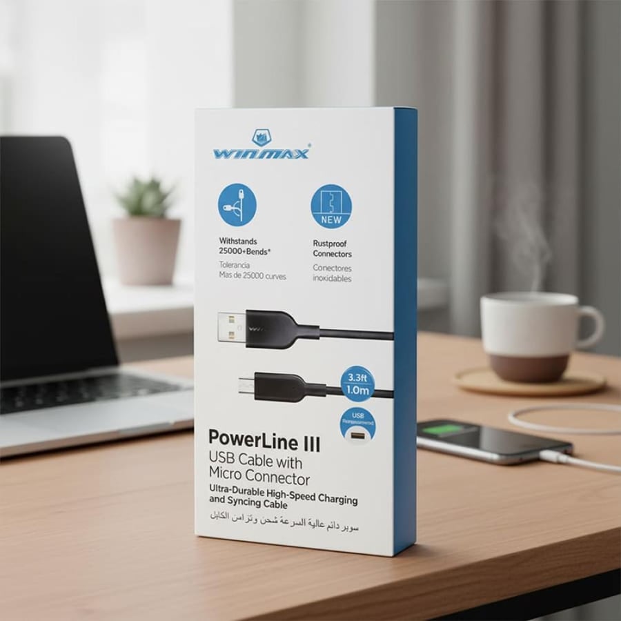 كابل شحن Type-C سريع PowerLine II متين مقاوم للثني بطول 1 متر  4