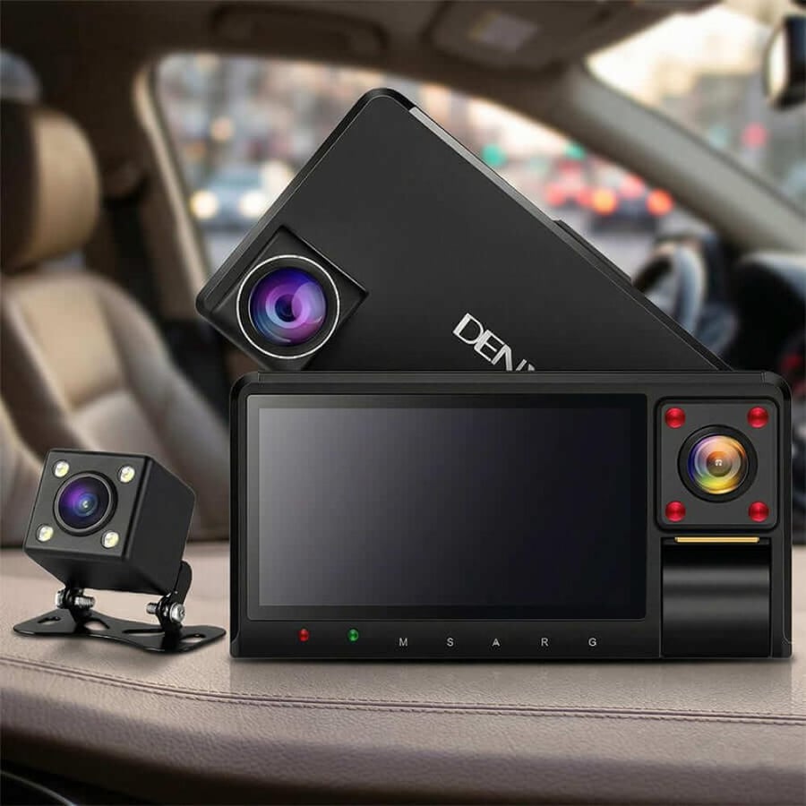 كاميرا سيارة DENX DX3617 ثلاثية 3 كاميرات شاشة HD تسجيل Full HD 4