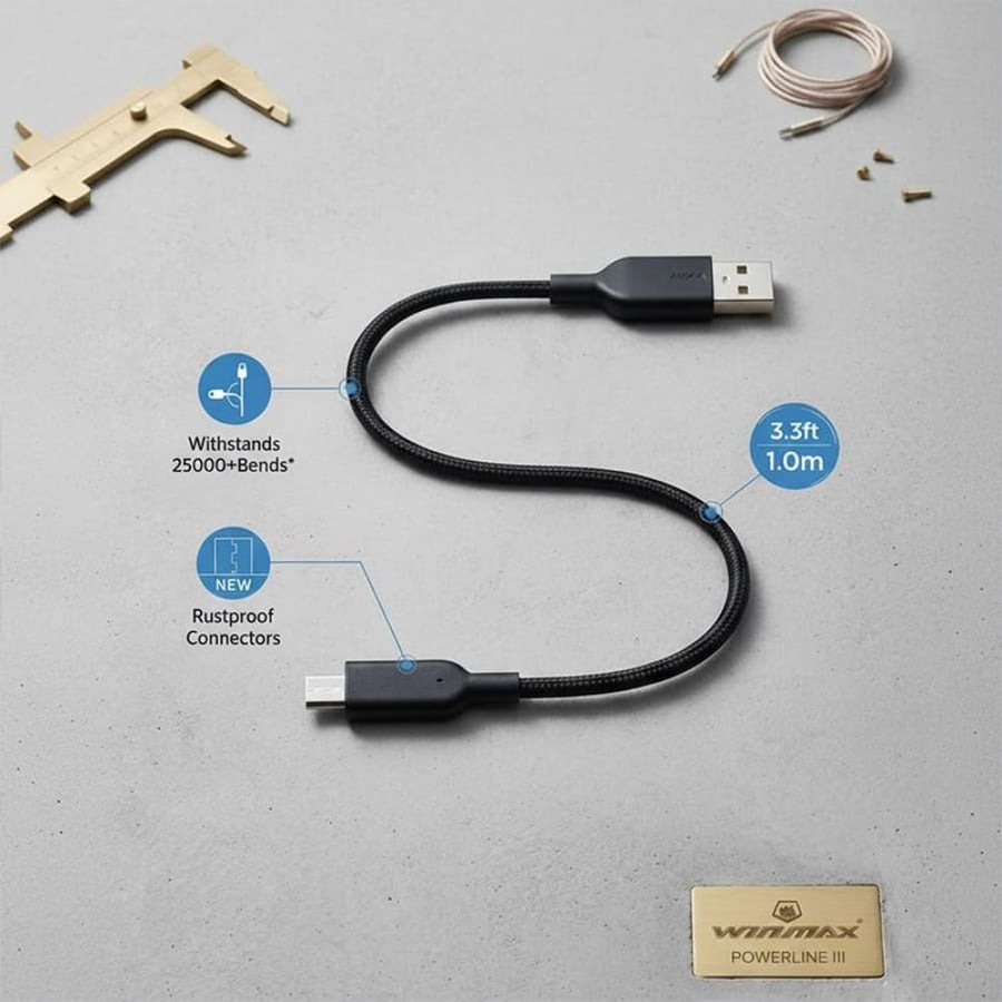 كابل شحن Type-C سريع PowerLine II متين مقاوم للثني 1 متر 10 قطع  4