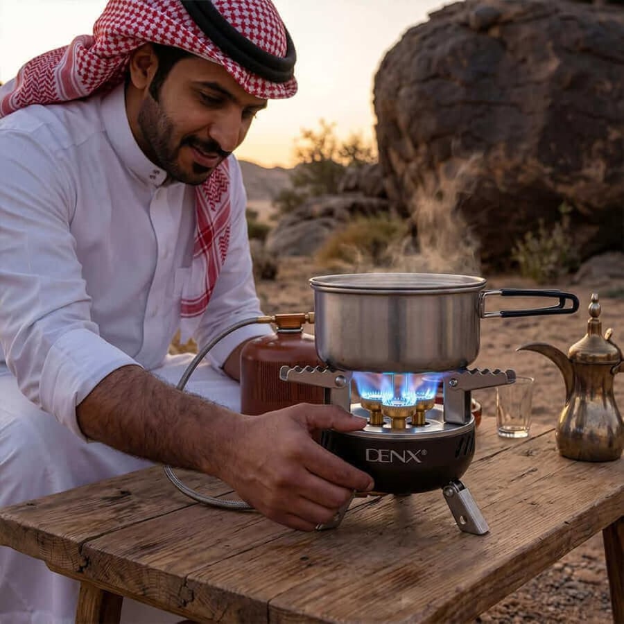 موقد غاز محمول ثلاثي DENX DX2817 بقوة 9600 واط نحاس فولاذ 6