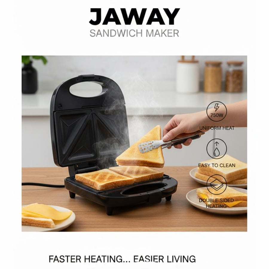 صانع الساندوتشات JAWAY JAW-501 بقوة 750 واط وتسخين مزدوج  3