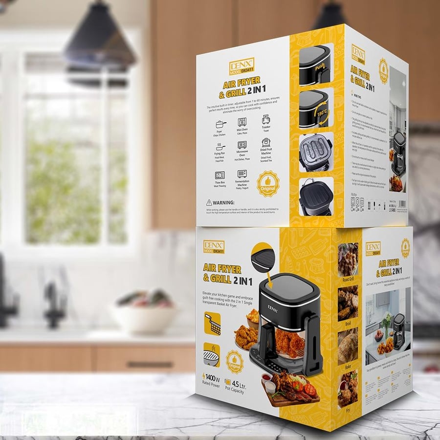 قلاية هوائية وشواية كهربائية 2 في 1 DENX DX3411  2