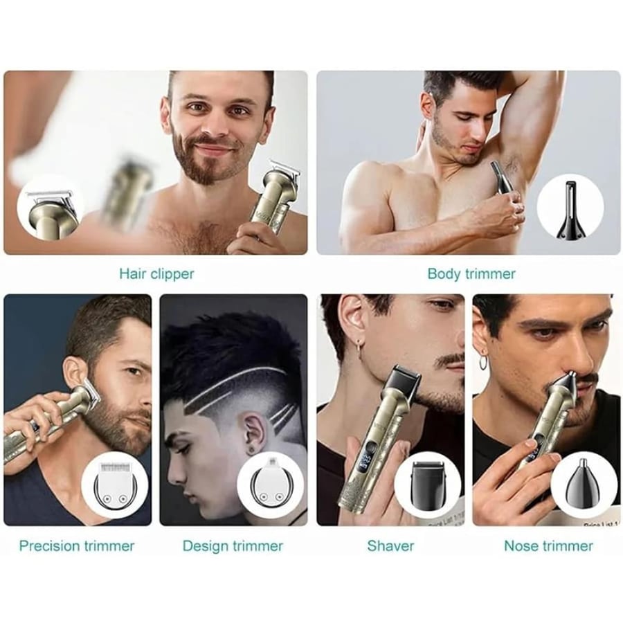 ماكينة حلاقة VGR V-109 احترافية بـ 6 رؤوس و10 أمشاط وبطارية 1200mAh 5