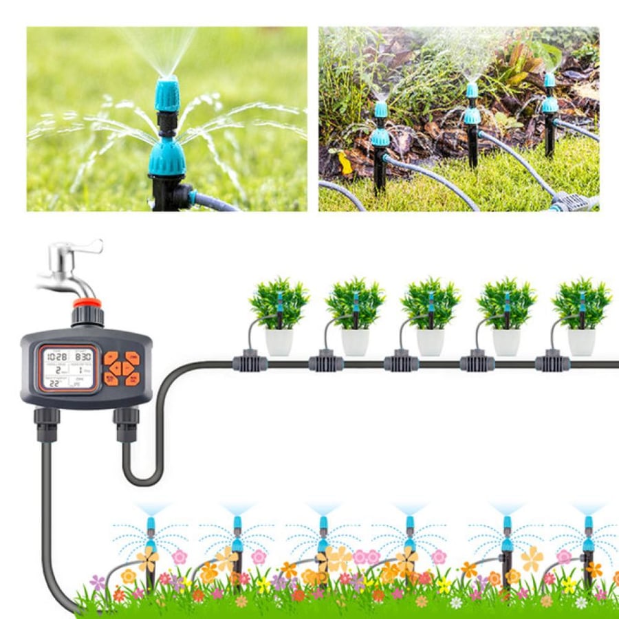 وحدة تحكم ري النباتات DENX DX2578  مع شاشة LCD كبيرة، أربعة برامج مرنة، وتوصيلات سريعة