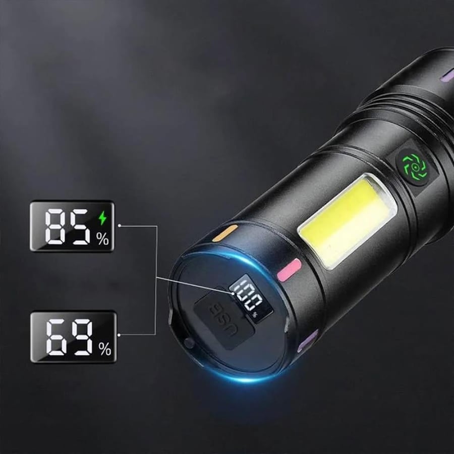 كشاف يدوي S-7706 LED قوي قابل للشحن مقاوم للماء باور بنك 3