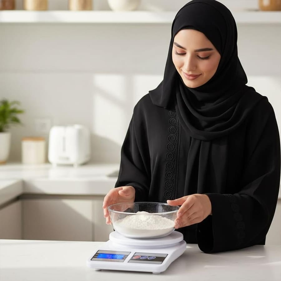 ميزان مطبخ رقمي DENX DX3602 سعة 10 كجم بدقة 0.1 جم شاشة LCD  4