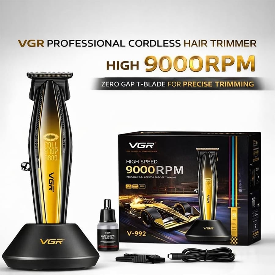 ماكينة حلاقة VGR V-992 بمحرك 9000 دورة وشفرات DLC وسيراميك  7