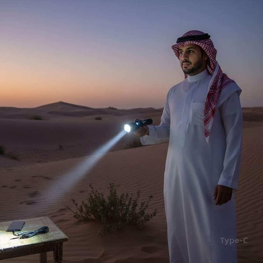 مصباح يدوي متعدد الوظائف S65 LED قابل للشحن Type-C بشاشة رقمية  8