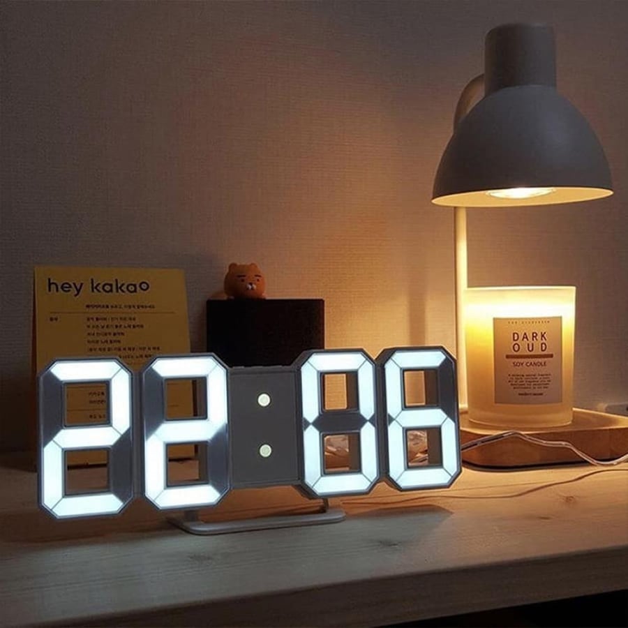 ساعة LED رقمية بمنبه وريموت وتحكم بالسطوع وقياس الحرارة 4