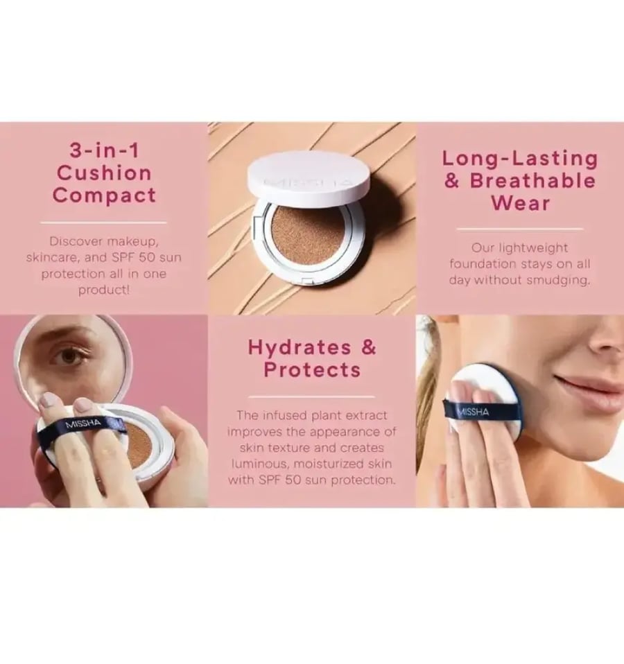ميشا كريم أساس ماجيك كوشن كفر لاستينج SPF50+ رقم 23 - 15 جم