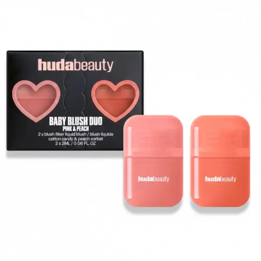 Huda Beauty Mini Baby Blush Duo – Cotton Candy & Peach Sorbet