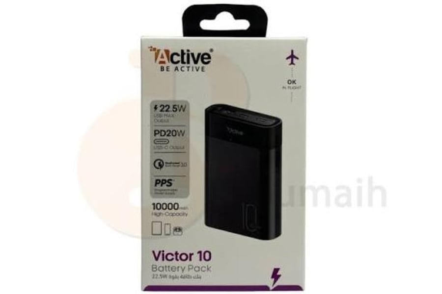 باور بانك أكتيف Active Victor 10 سعة 10000 مللي أمبير PD20W