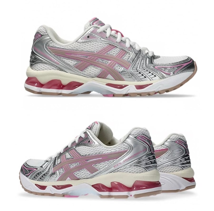 This is an ASICS Gel-Kayano 14 sports shoe "Unlimited Pack - White Fawn".