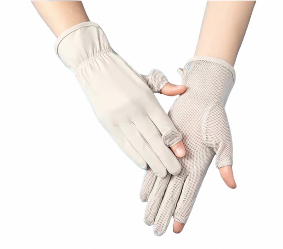 Ice silk driving gloves- white