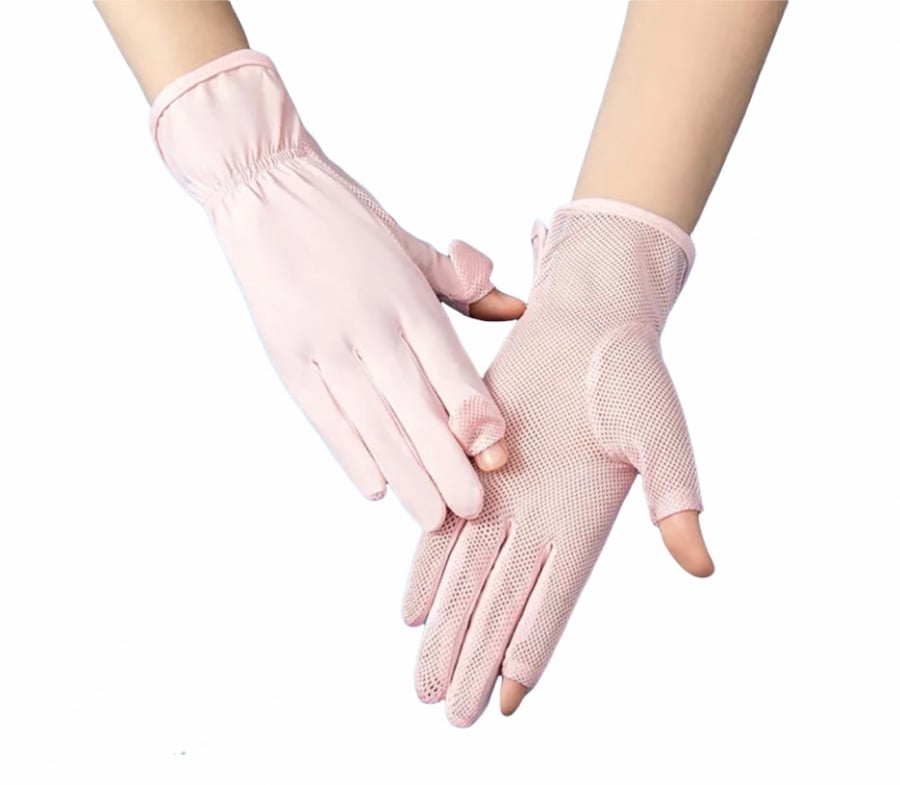 Ice silk driving gloves - pink