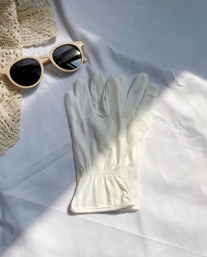 Ice silk driving gloves- white
