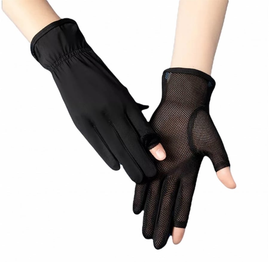 Ice silk driving gloves - black