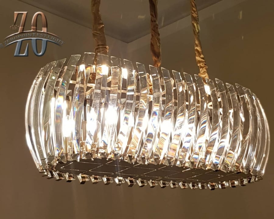 ثريا كريستال ستيل ذهبي مستطيل 80 * 35 سم 9811/800