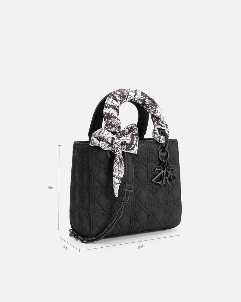 Women's small geometric design handbag in black