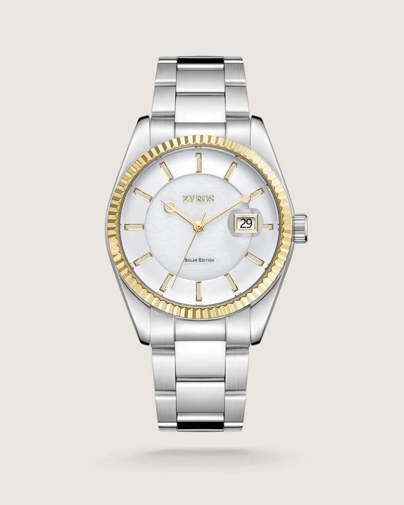 Men’s Solar-Powered Watch with Silver Steel Strap