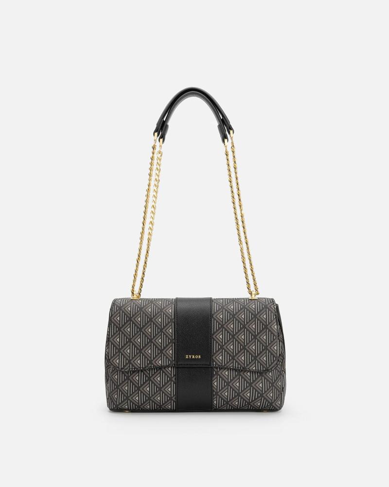 Large women's bag in black patterned color