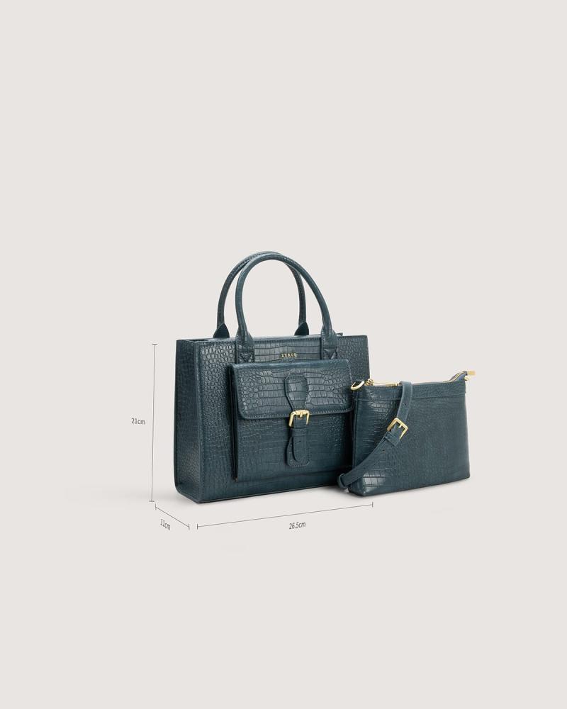 Two-piece women's handbag set in a large size, blue