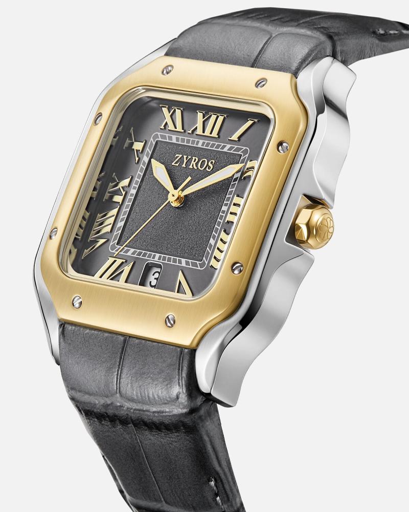 Le Baron men's watch with a grey leather strap