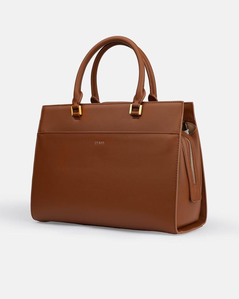Medium-sized women's leather handbag in brown