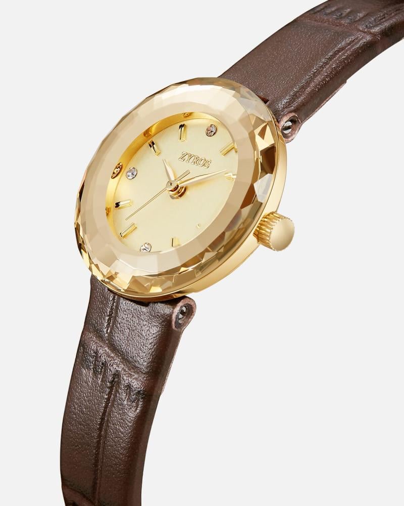 Women's watch with a classic design in brown