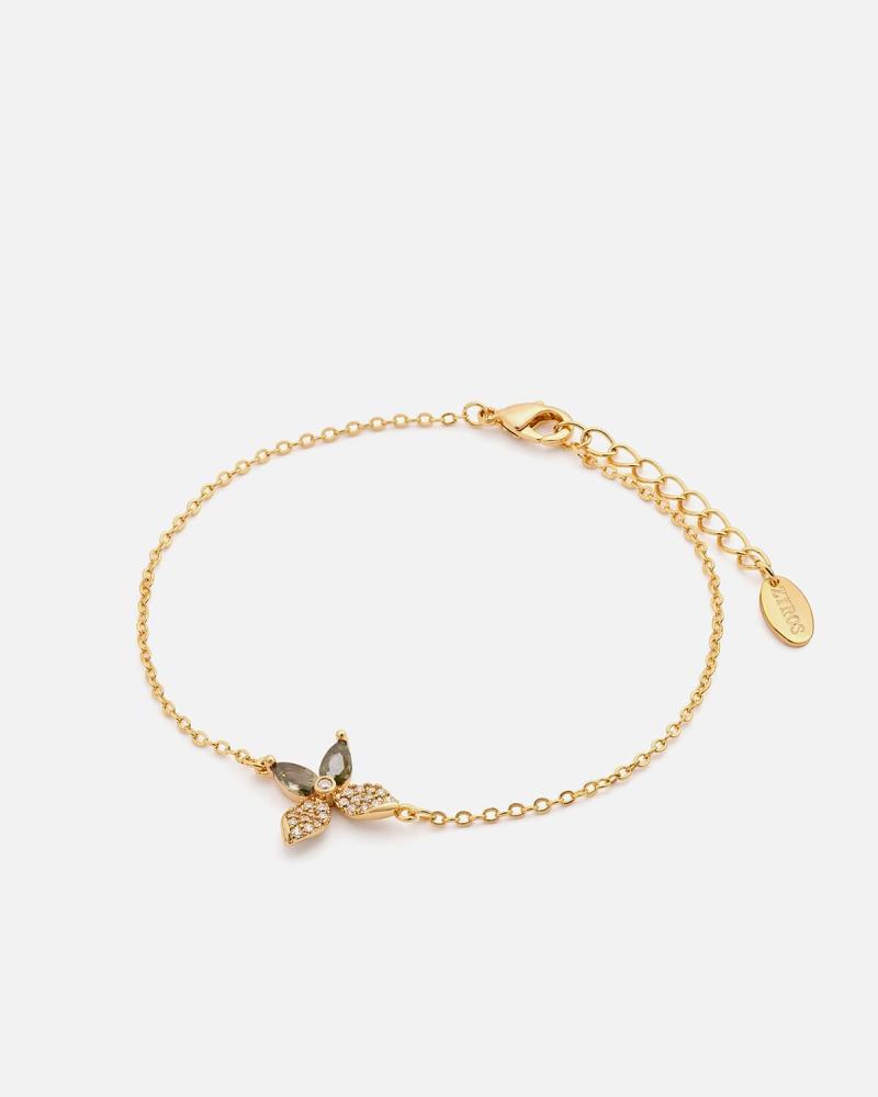 Elegant women's bracelet in gold and green color