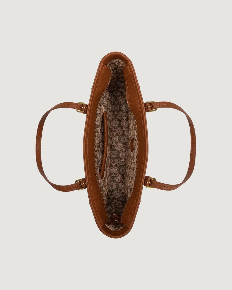 Women's handbag with a practical design in brown