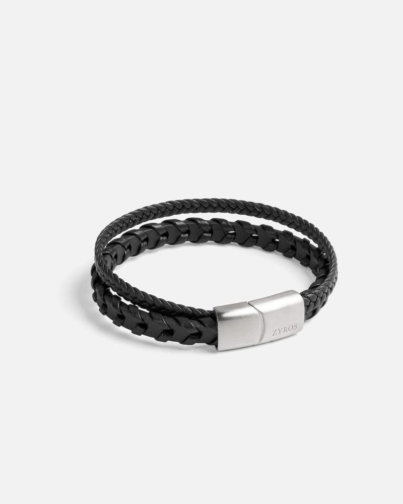 Men's bracelet with a double bracelet design in black