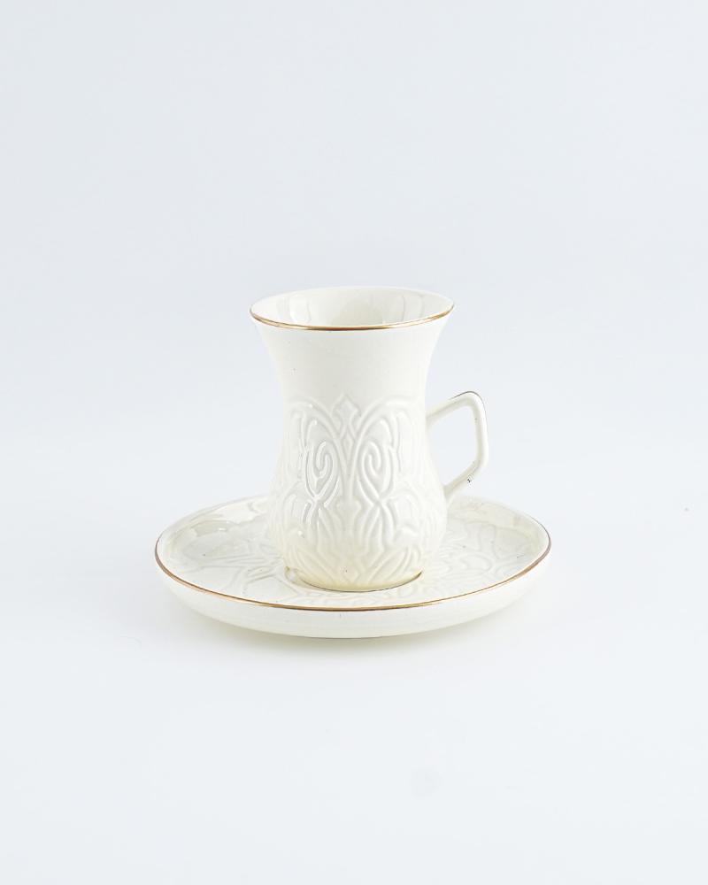 White coffee and tea cup set