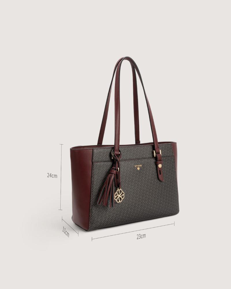 Large women's handbag in a burgundy color