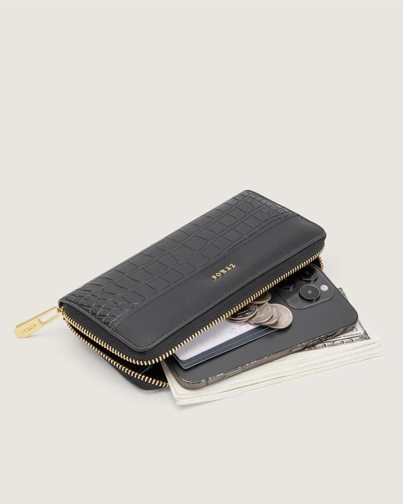 Glossy leather wallet in black