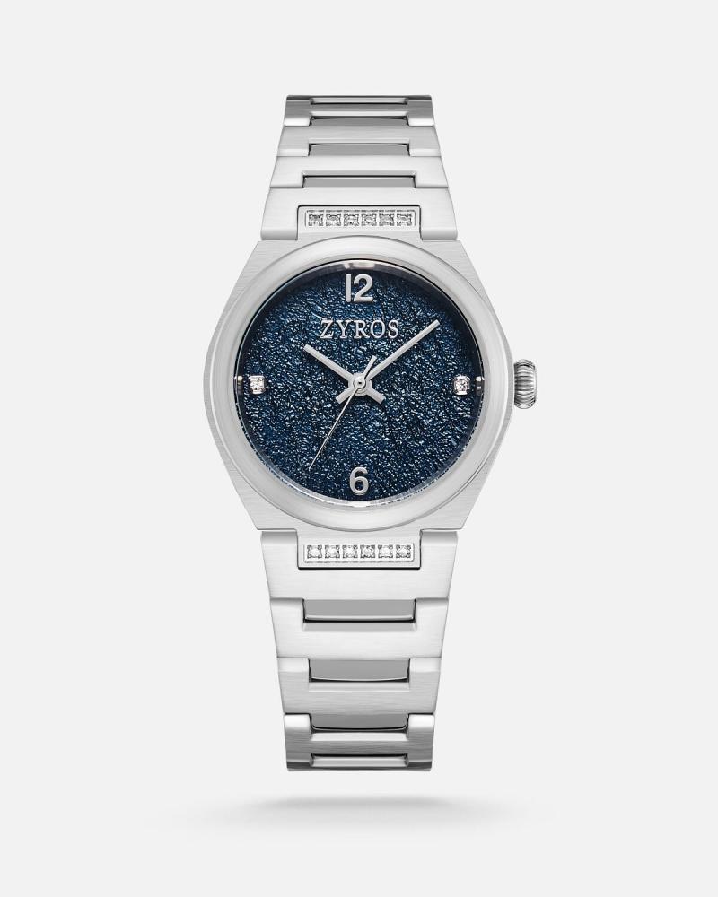 Women's diamond watch, steel, silver color