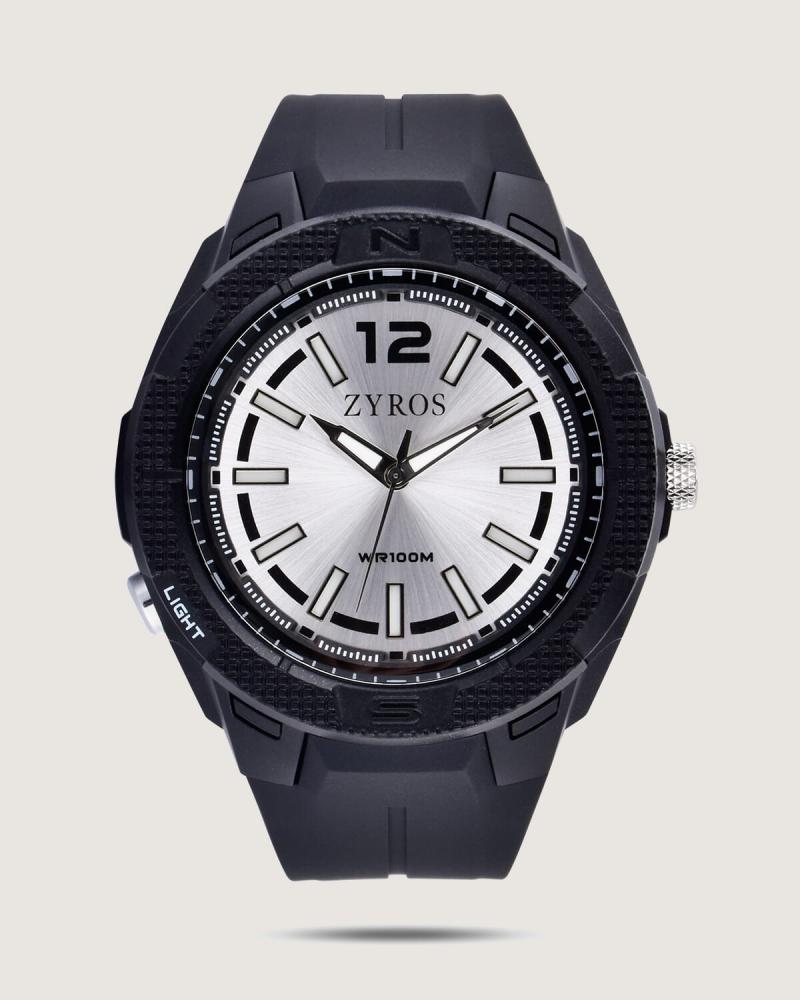 Men's black rubber watch