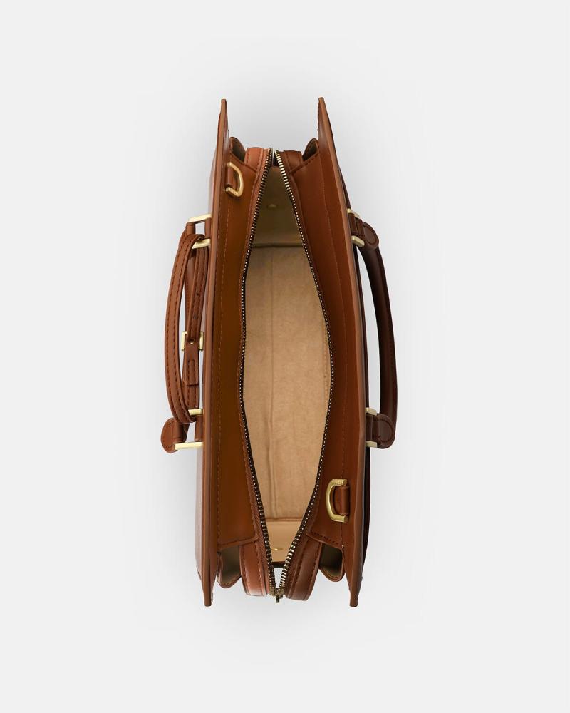 Medium-sized women's leather handbag in brown