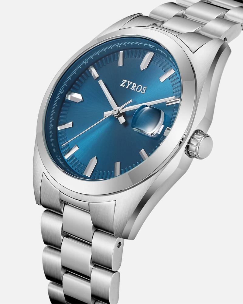 Men's watch with a silver steel strap