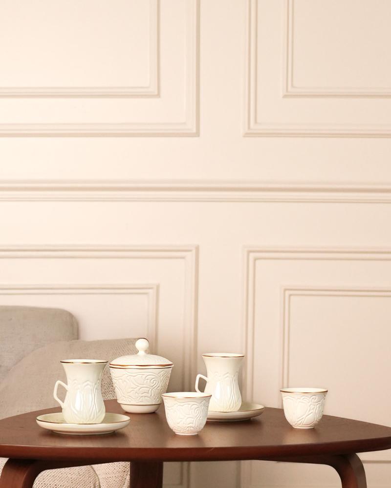 White coffee and tea cup set