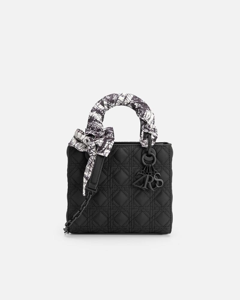 Women's small geometric design handbag in black