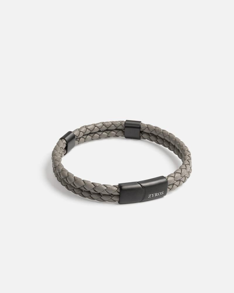 Men's leather bracelet in gray