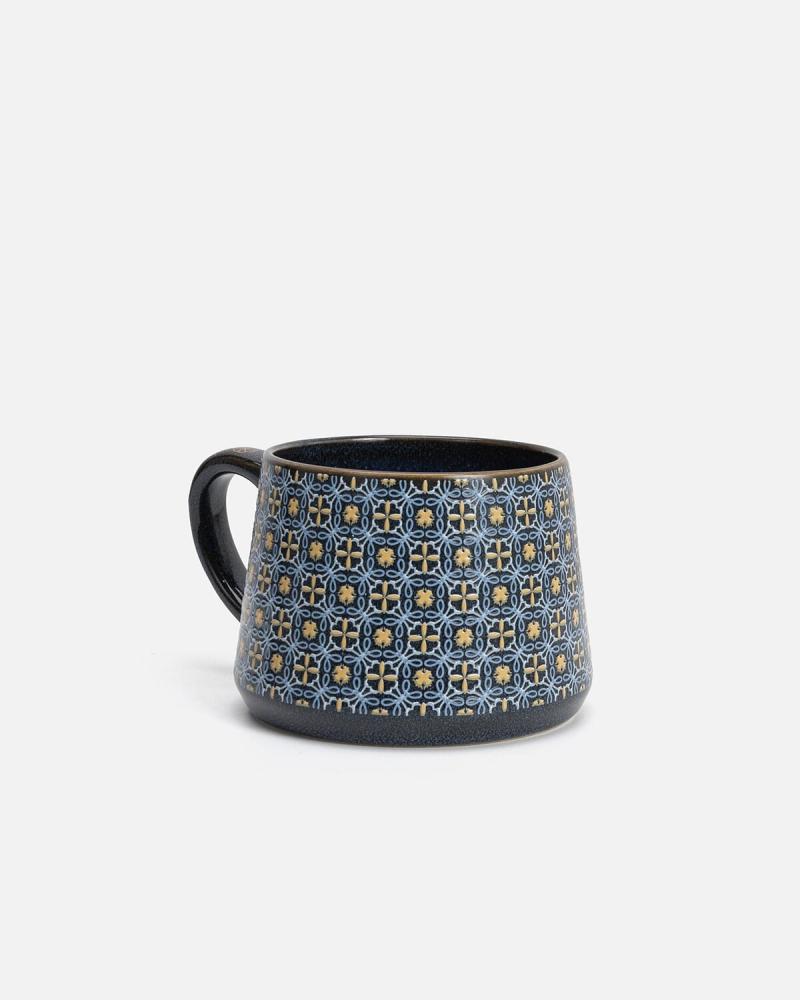 350ml ceramic mug in blue and yellow