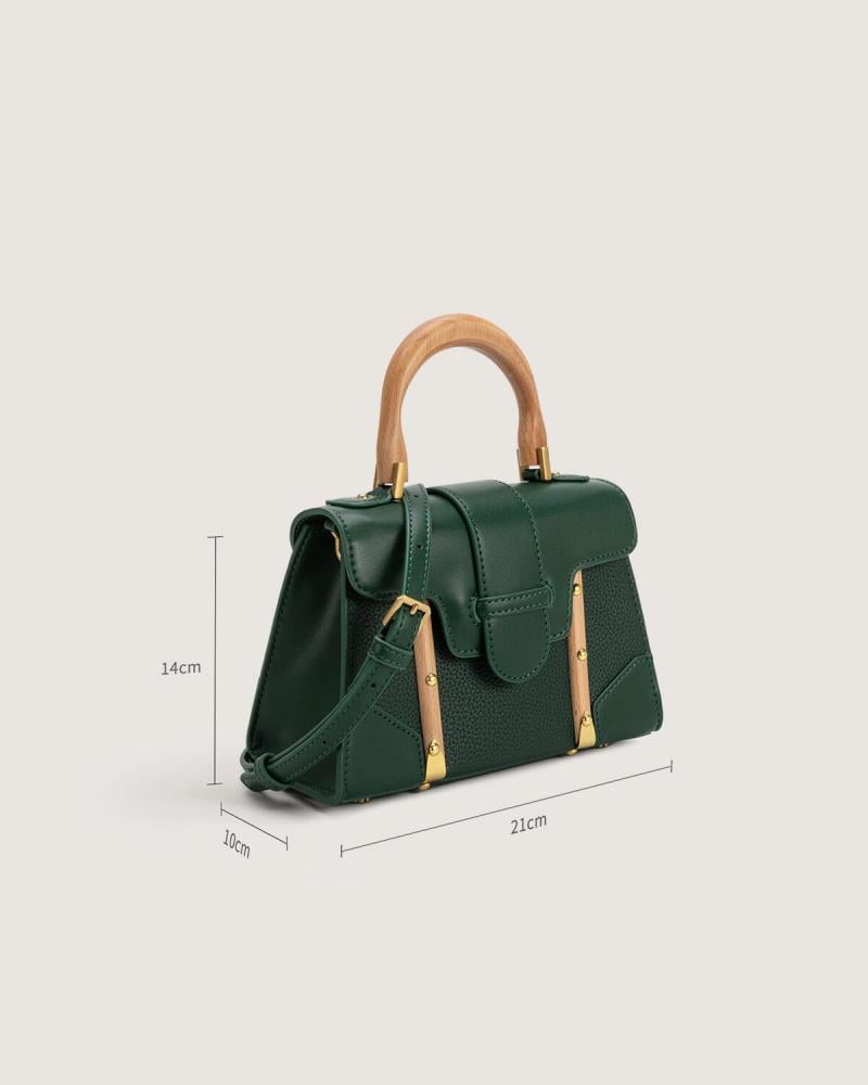 Women's luxury handbag, medium size, green color