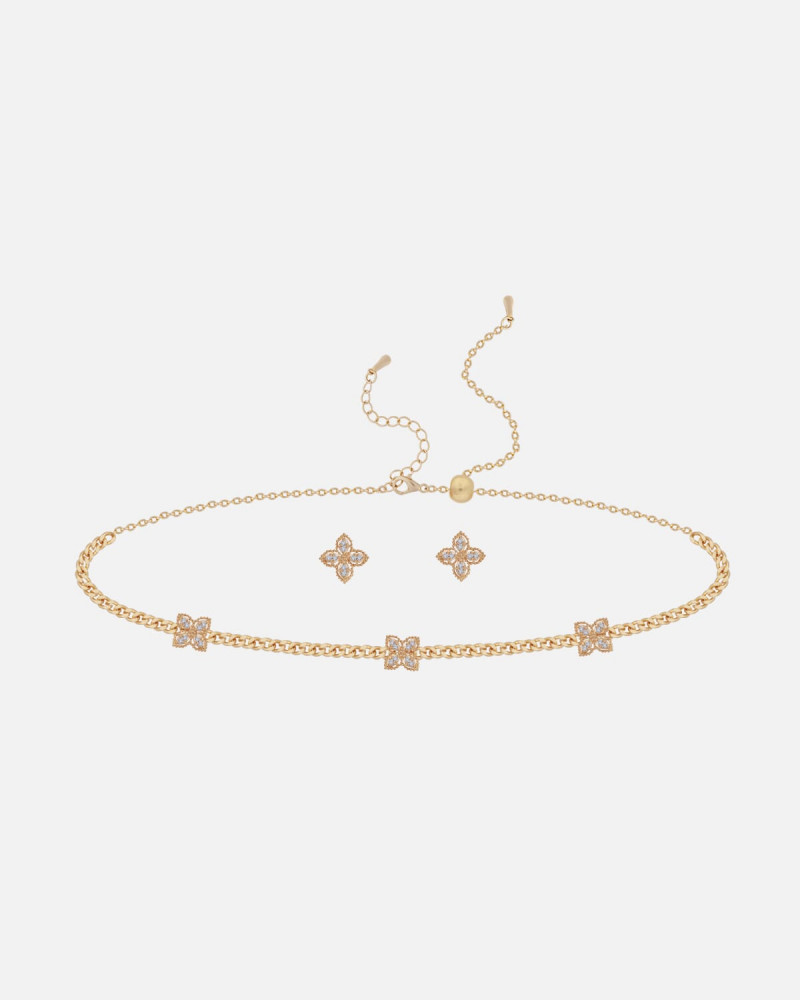 طقم نسائي ذهبي من سلسال وحلق CN3064-0103