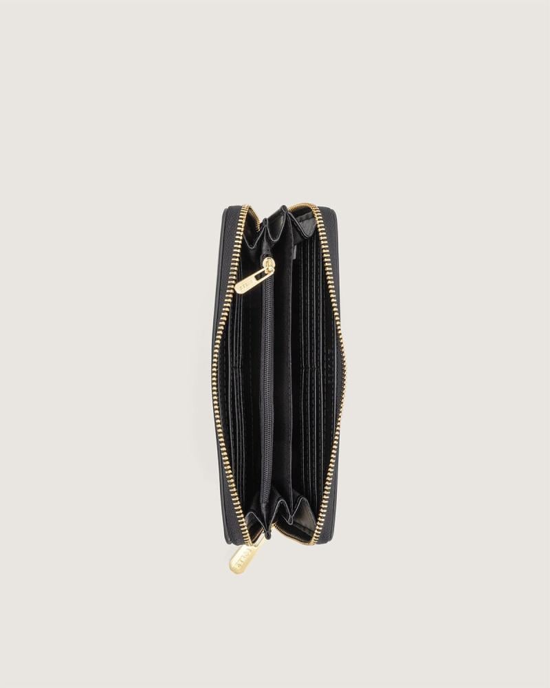 Glossy leather wallet in black