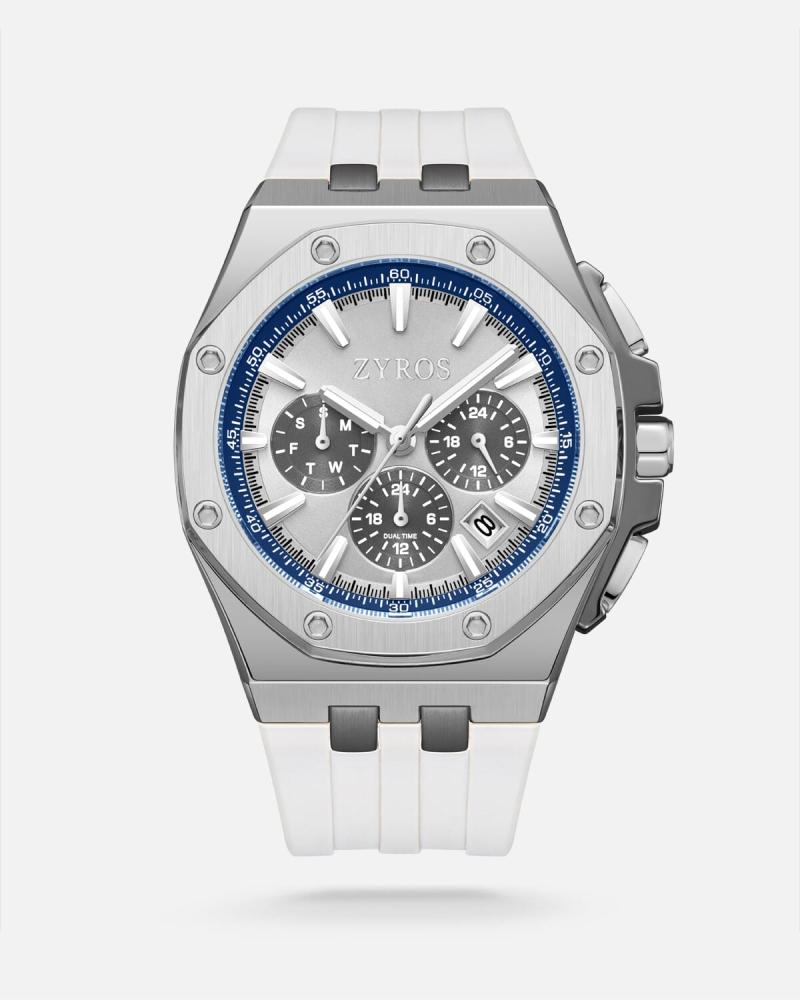 Men's watch with a white rubber strap