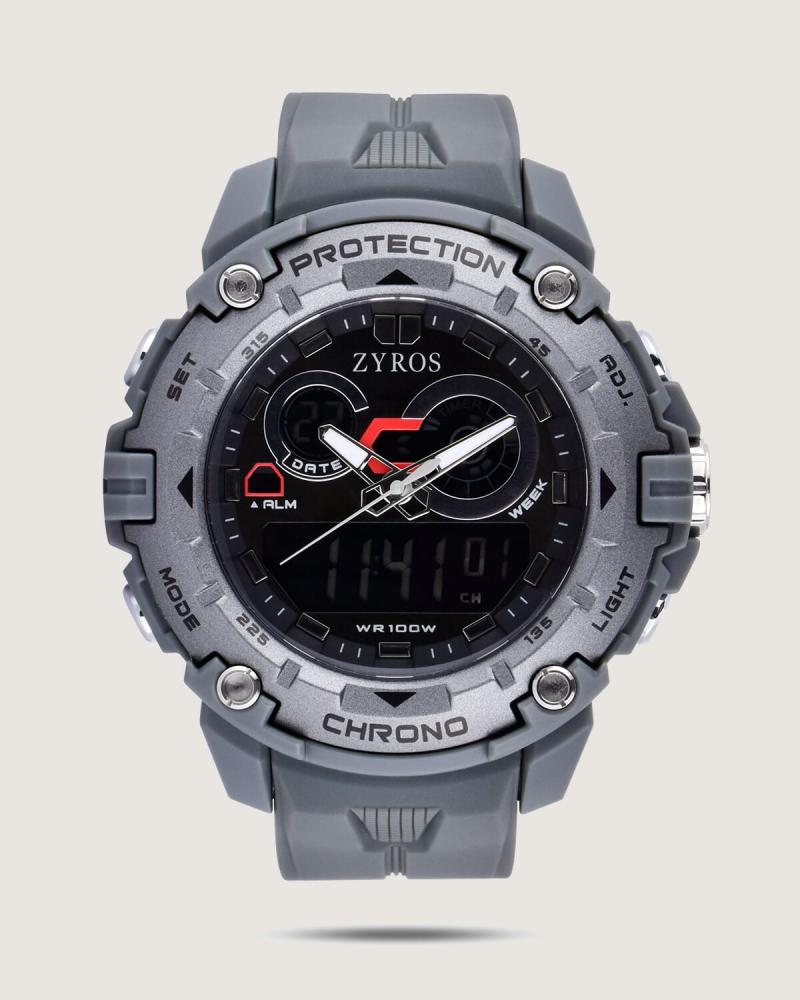 Men's watch with a gray rubber strap