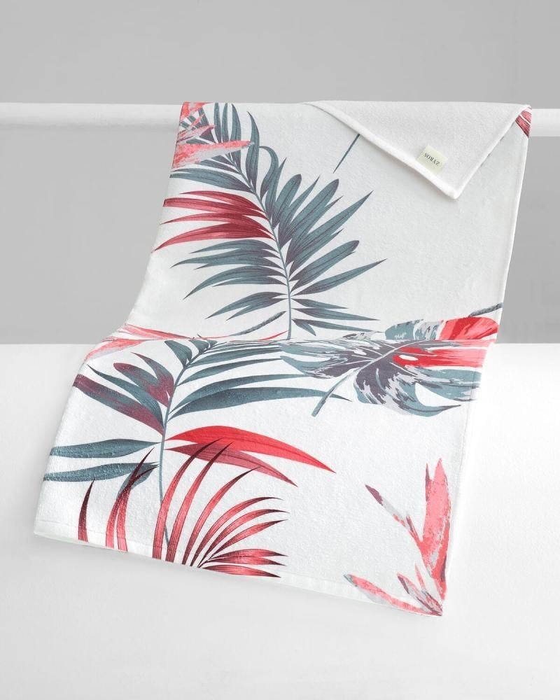 White beach towel with prints