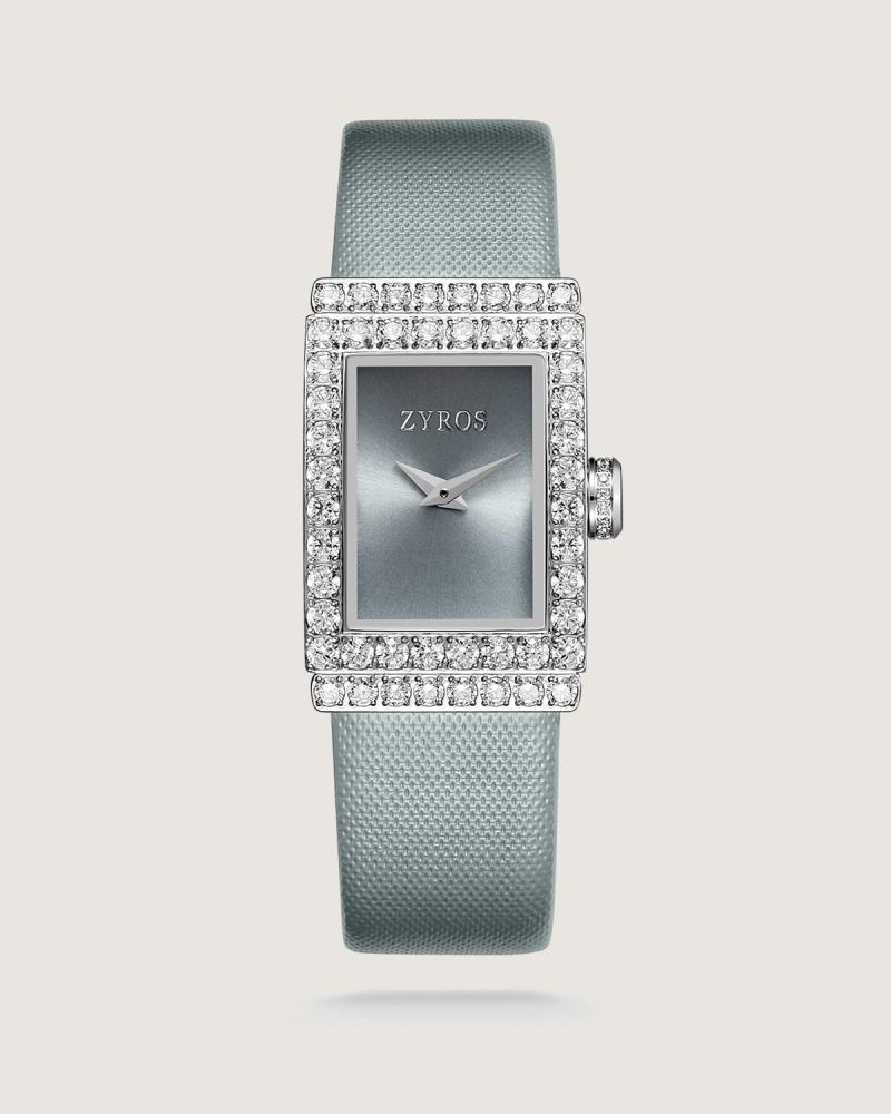 Women's watch with a gray leather strap